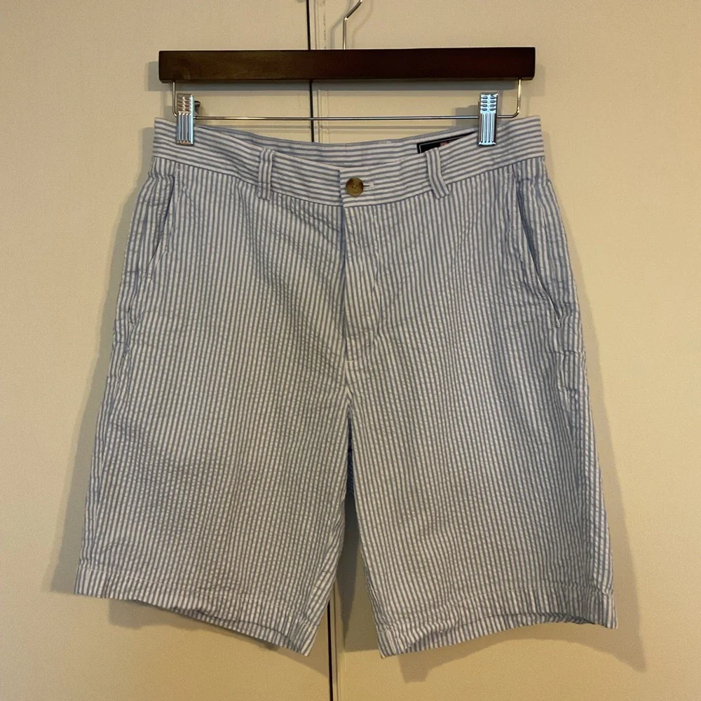 Vineyard Vines Breaker Shorts Seersucker Blue & White  Striped Nautical Men’s 32